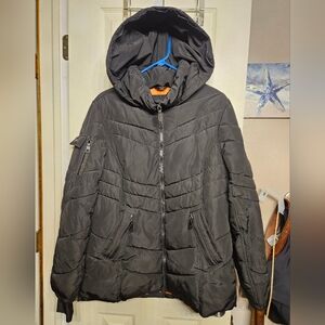 Madden Nyc black quilted puffer jacket coat womens size large